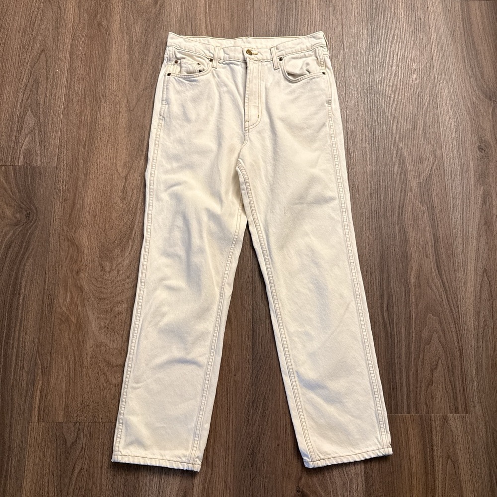 B SIDES LOS ANGELES Classic Straight-Leg Cream Jeans SIZE 29 $450 MSRP